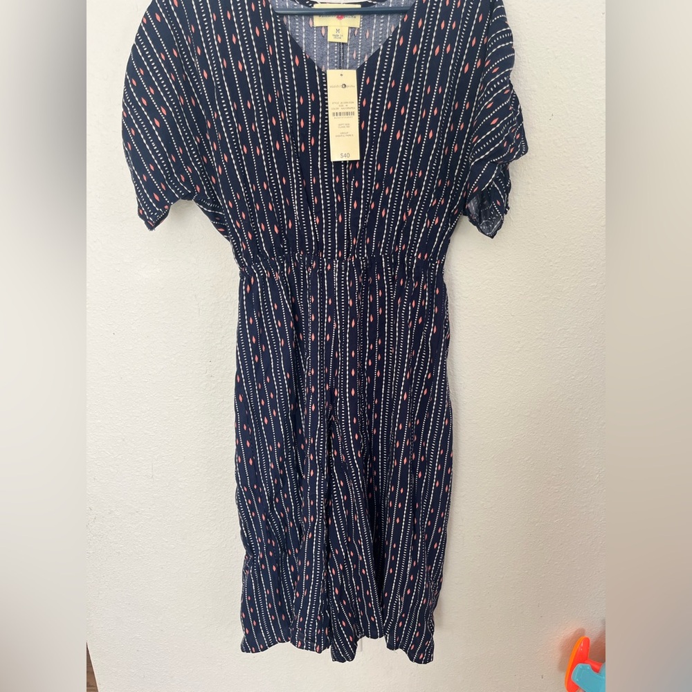 Navy Blue Patterned Jumpsuit